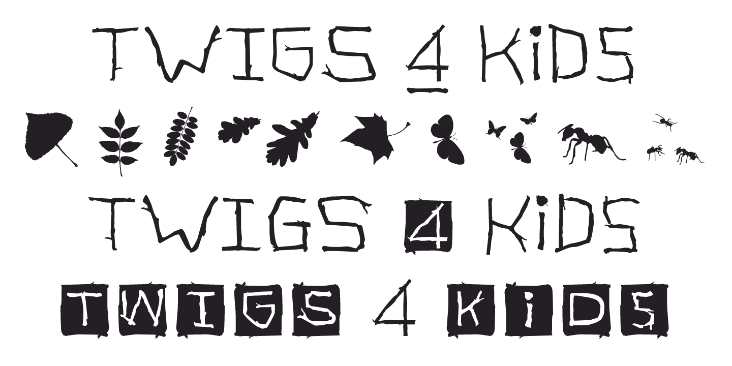 Пример шрифта TWIGS 4 kids Invert